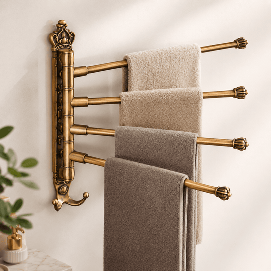 Wall Mounted Towel Rack – 4-Bar Rotating Bathroom Towel Holder
