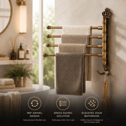 Wall Mounted Towel Rack – 4-Bar Rotating Bathroom Towel Holder