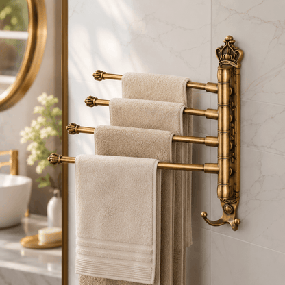 Wall Mounted Towel Rack – 4-Bar Rotating Bathroom Towel Holder
