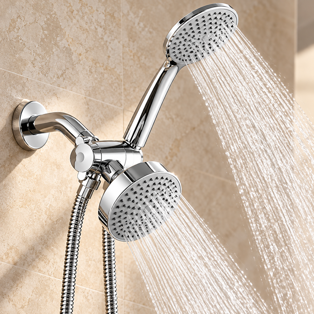 Dual Shower Head with Handheld Combo and Hose